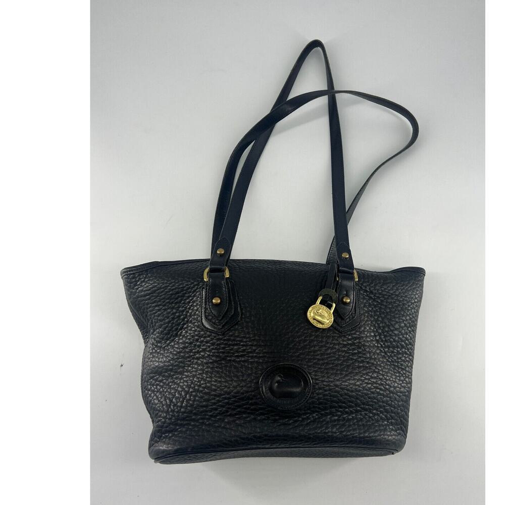 Vintage Dooney & Bourke Black Pebbled All Weather Leather Shoulder Bag